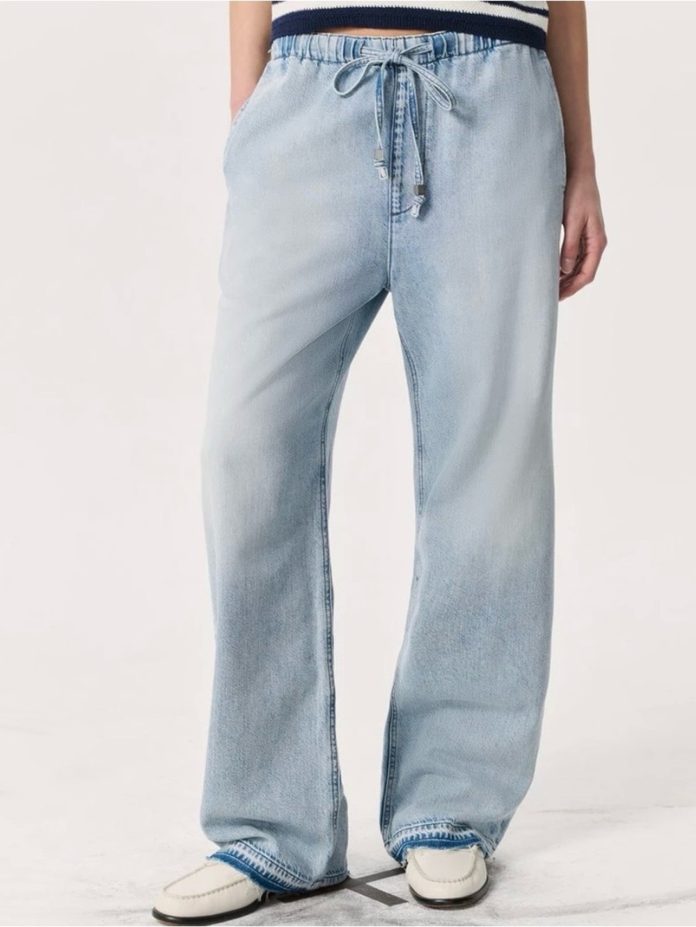 Rag&Bone Featherweight Logan Wide-Leg Beach Pants, Kierra, size L/G